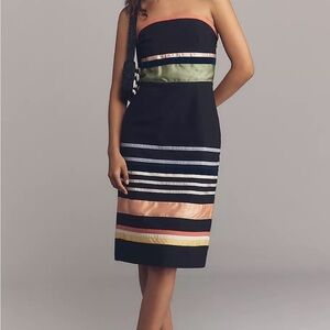 Anthropology strapless Poplin Midi Dress.